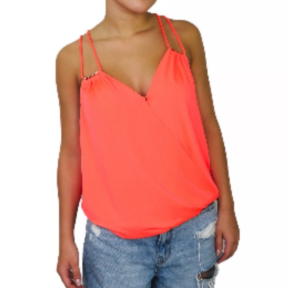 Ark & co neon orange pink tank top. Racer back low